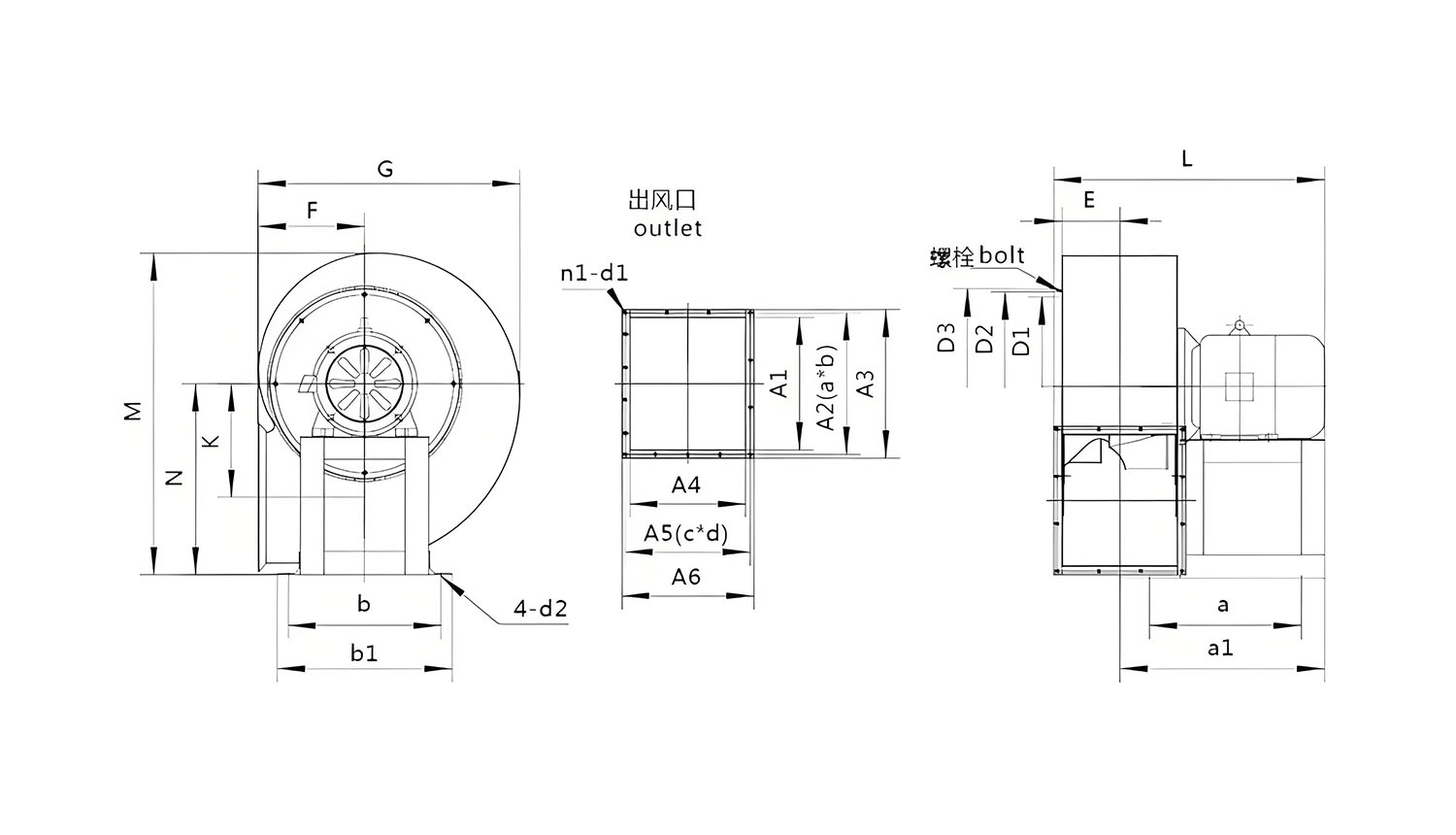 4-72型不锈钢离心通风机安装图